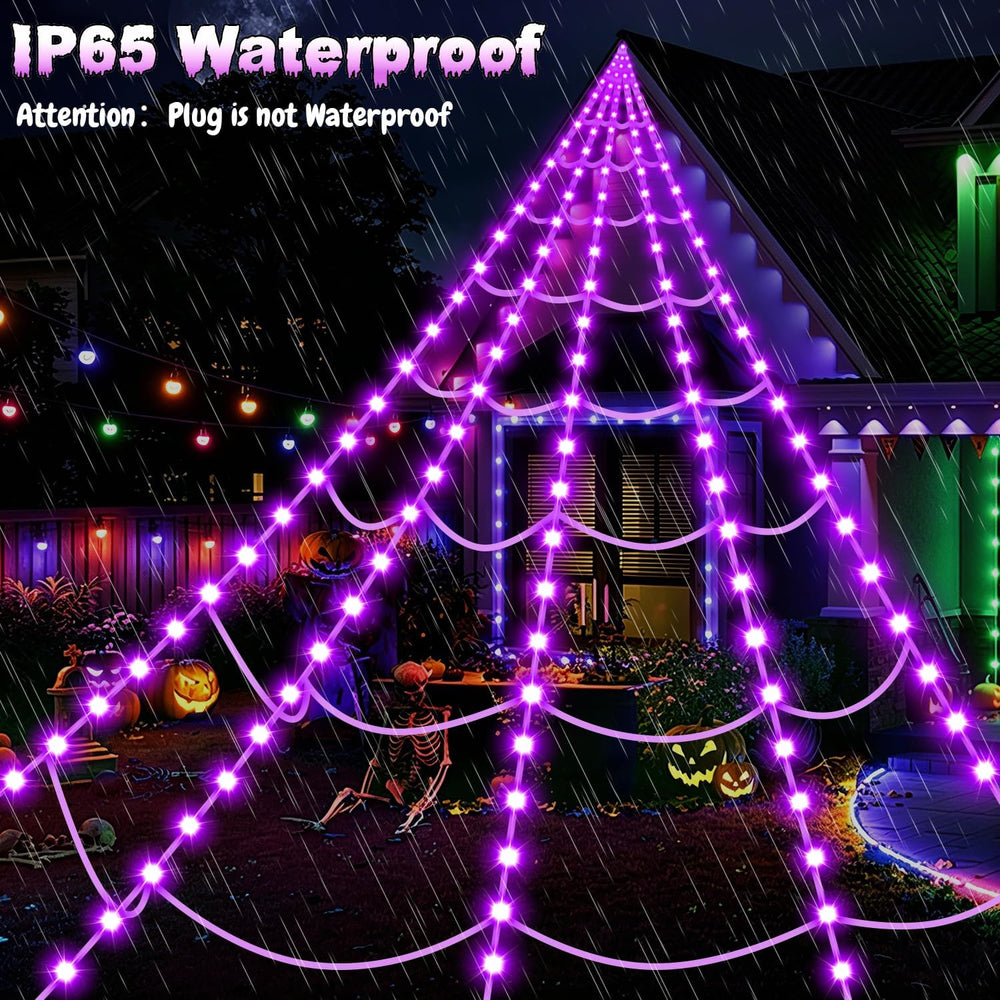 Halloween Decorations Outdoor, 250 LED Halloween Giant Spider Web Lights, 200...