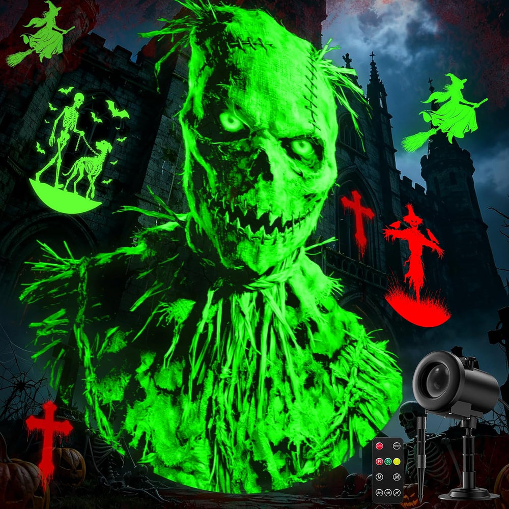 12-in-1 Halloween Projector Lights, Dynamic Projection Light with Skull