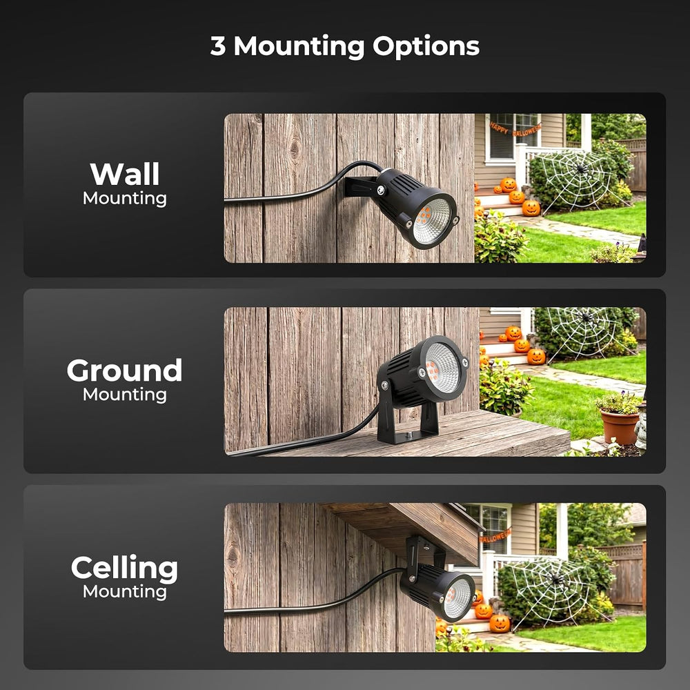 Onforu 12W Purple & Orange LED Outdoor Halloween Spotlights for Yard