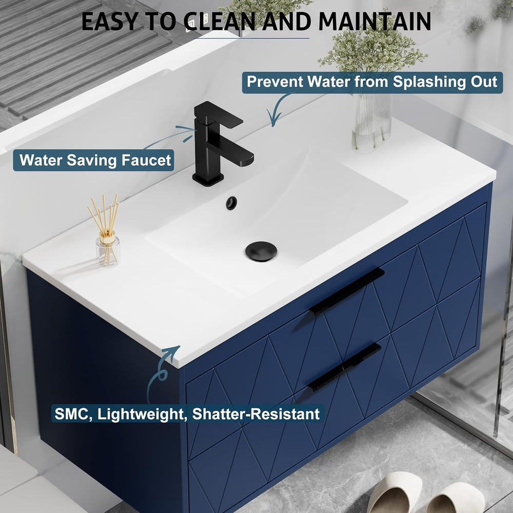 eclife 36" Floating Bathroom Vanity with Sink Combo, Modern Wall-Mounted...