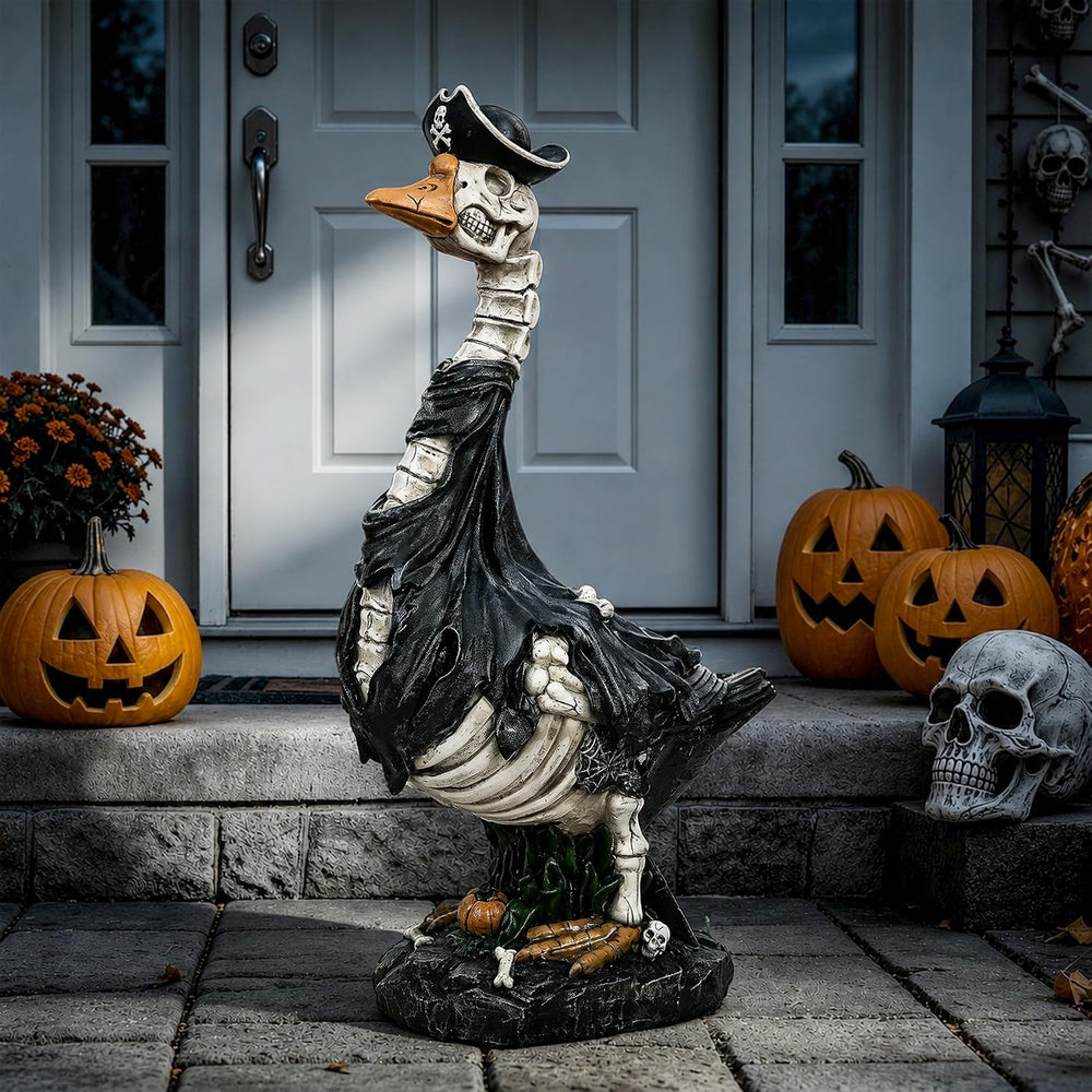 GIGALUMI 20" Halloween Skeleton Porch Goose,Outdoor Halloween Decorations