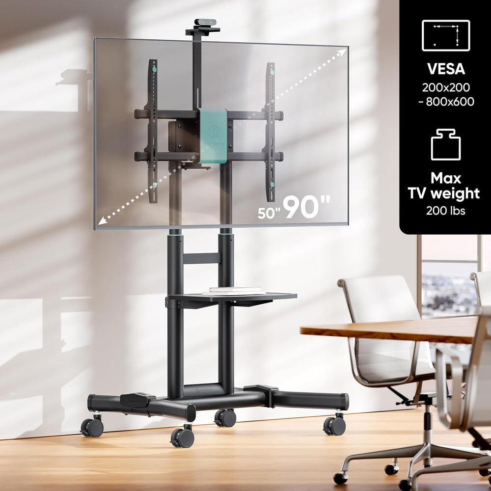 ONKRON Mobile TV Stand 50-90 Inch, up to 200 lbs, max VESA 800x600, Black