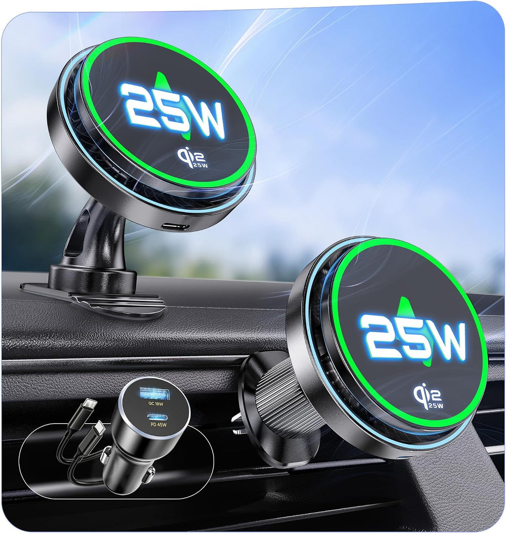 MSXTTLY Qi2.2 25W Certified for Mag Safe Car Mount Charger,Car Vent Charger