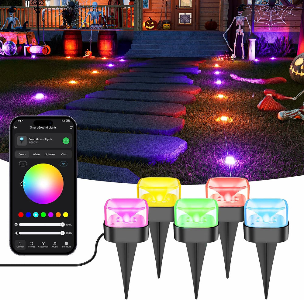 Brizled Halloween Lights Outdoor, 50ft Color Changing Smart Ground Lights