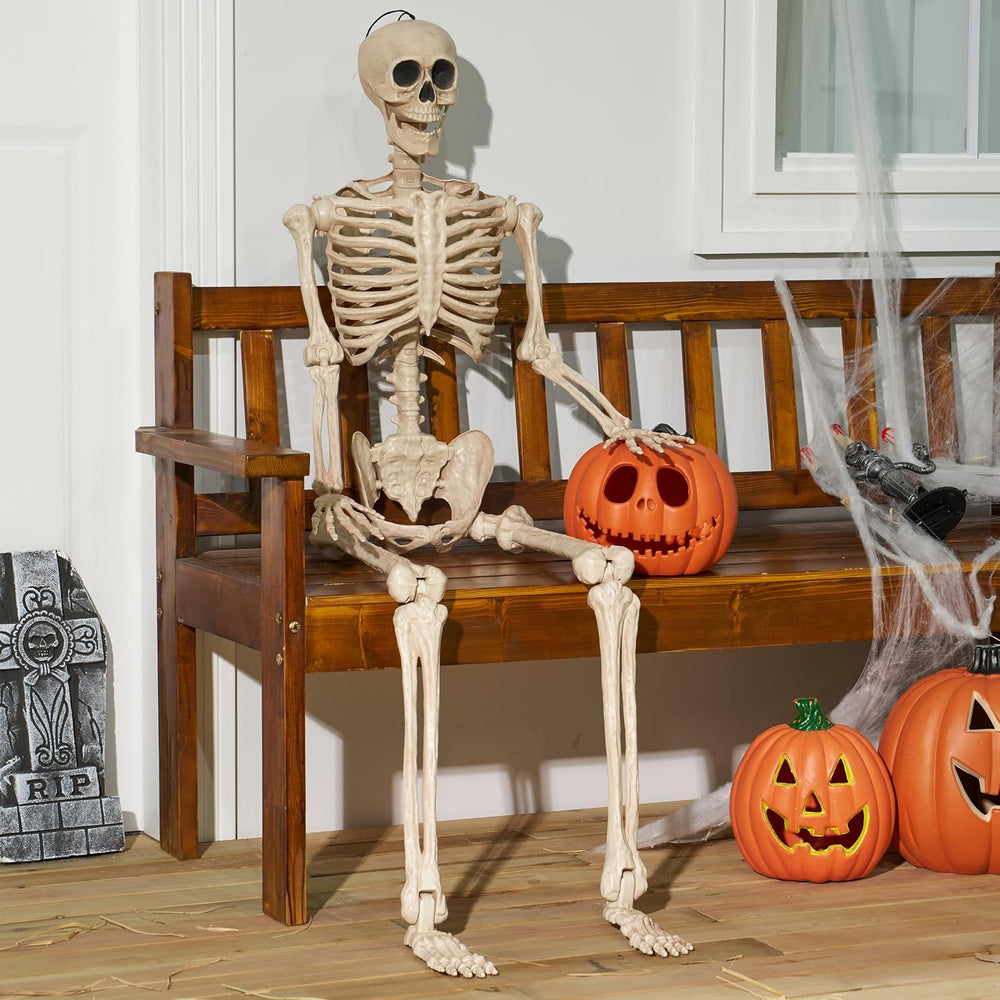 JOYIN 5 FT Halloween Skeleton Life Size, Stayable Posable Skeleton Decor, Ful...