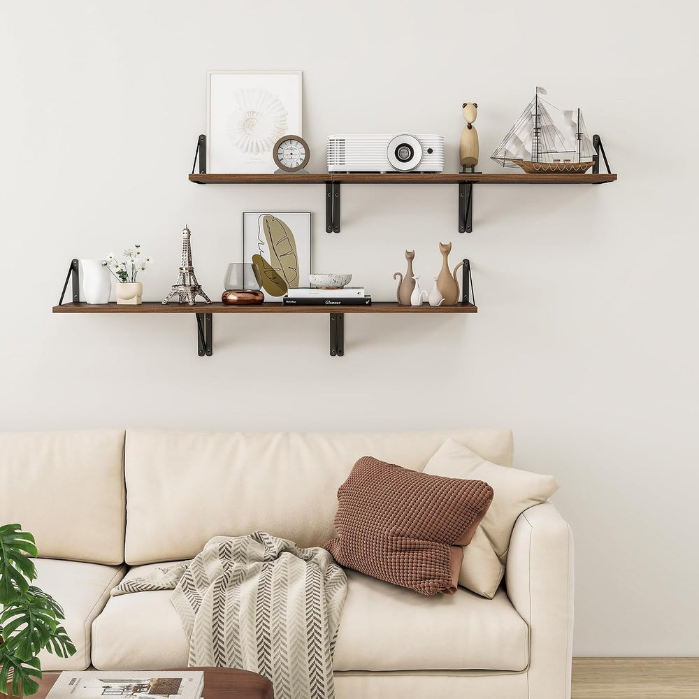 Heimlove 16W x 12D Deep Floating Shelves Set of 3 Walnut