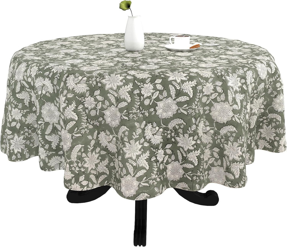 FYNITE Forest Frost Tablecloth | 72" Inches Round | 100% Cotton | Hand B...