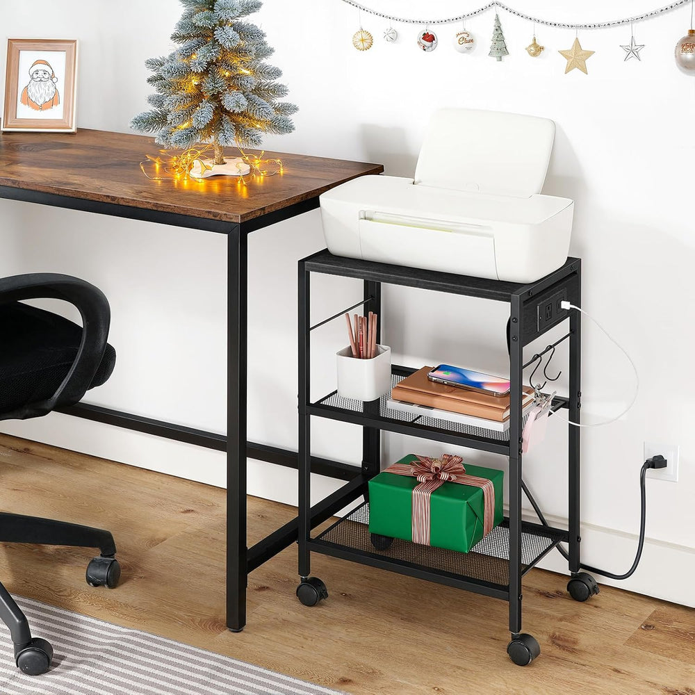HOOBRO Industrial Printer Stand, 3-Tier Mobile Printer Table, Rolling Cart wi...