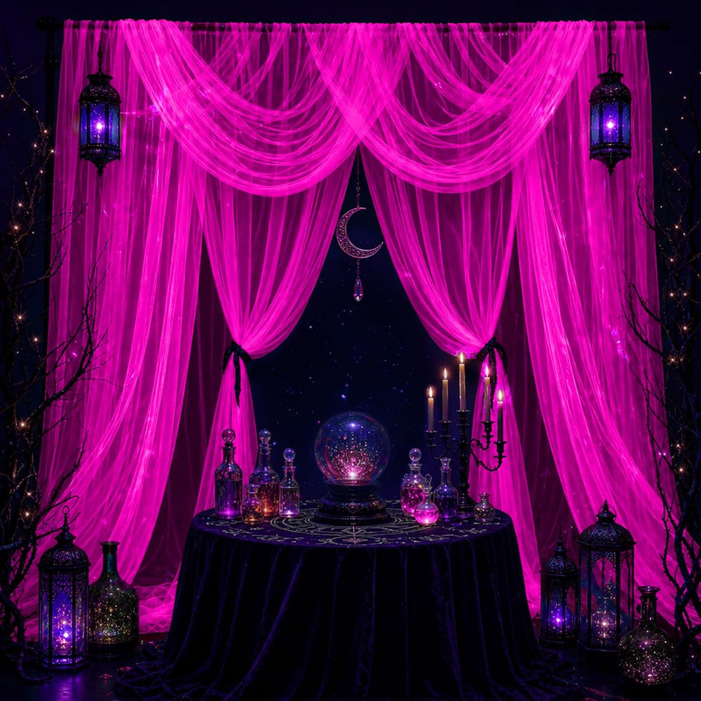 Mega-L Halloween Decorations, 3 Pack Halloween Tulle Backdrop Curtains