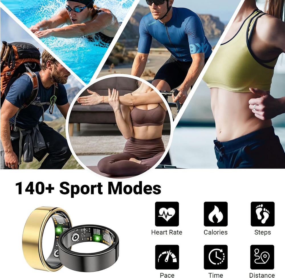 Smart Ring for Women Men, Fitness Ring without Subscription, Gold,9