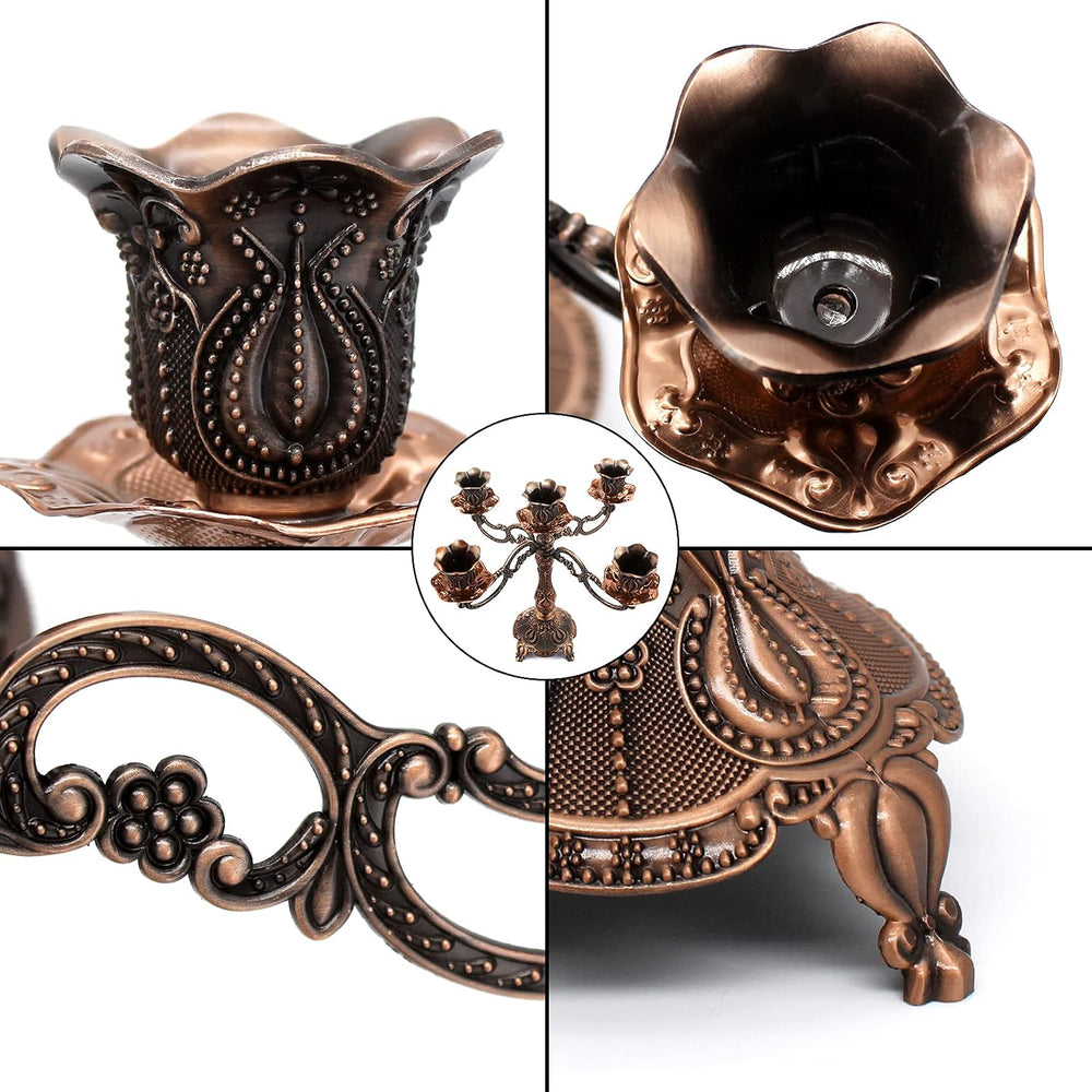 5-Candle Metal Candelabra 10.3 Inch Tall Candlestick Candle Holders for Home ...