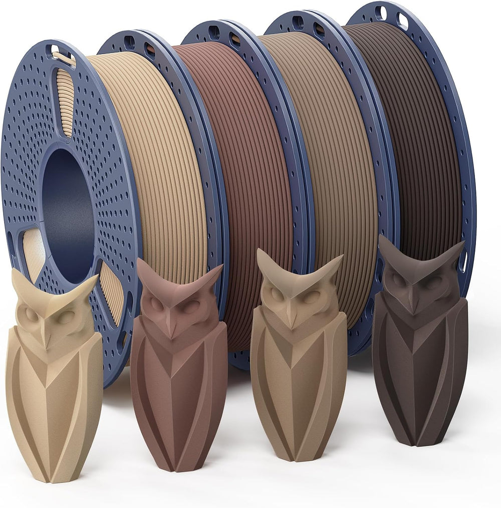 SUNLU Real Wood Fiber PLA Filament 1.75mm, 250g Spool, 4 Rolls Bundle