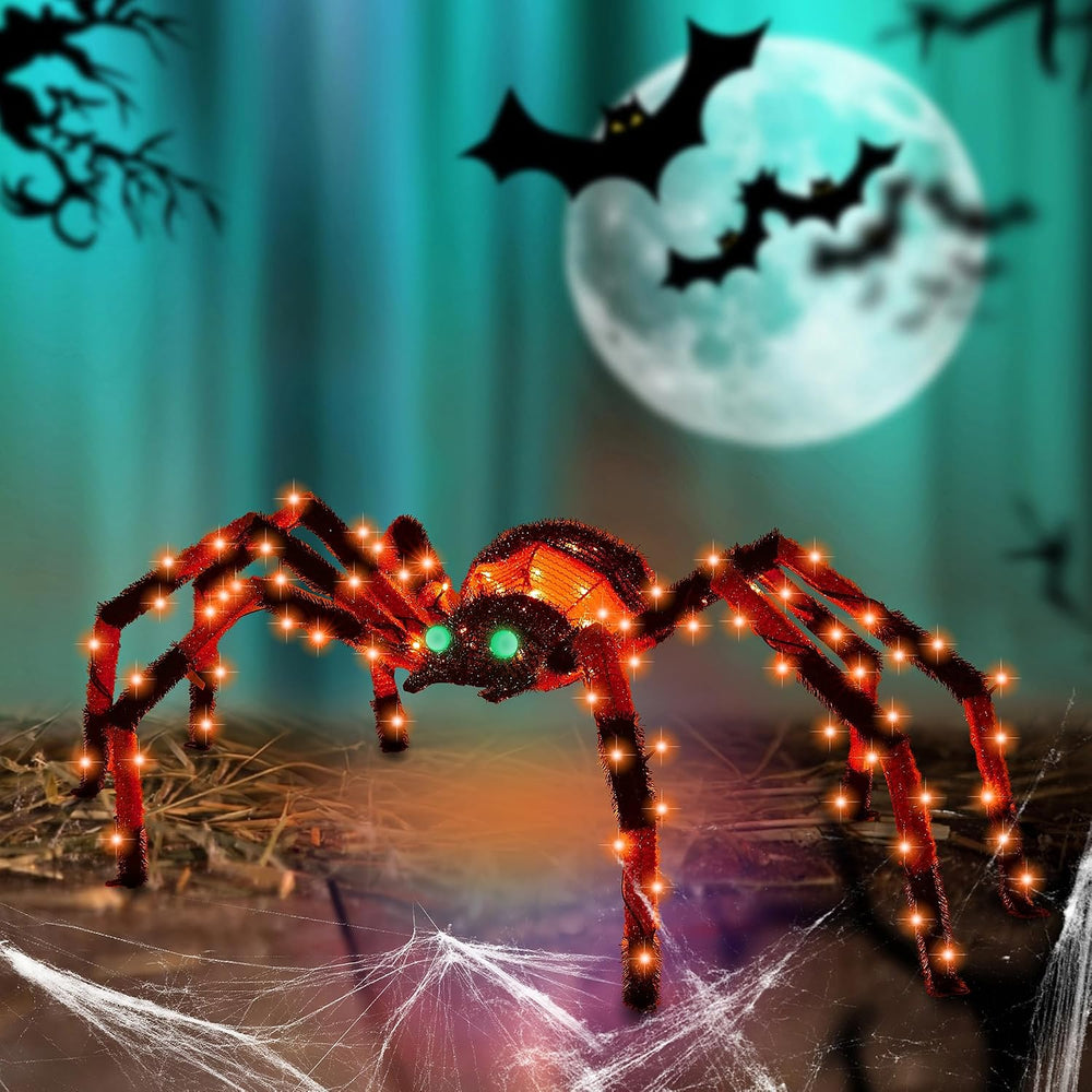 4.2Ft Giant Spider Halloween Decorations Outdoor 52" Light Up Spider wit...