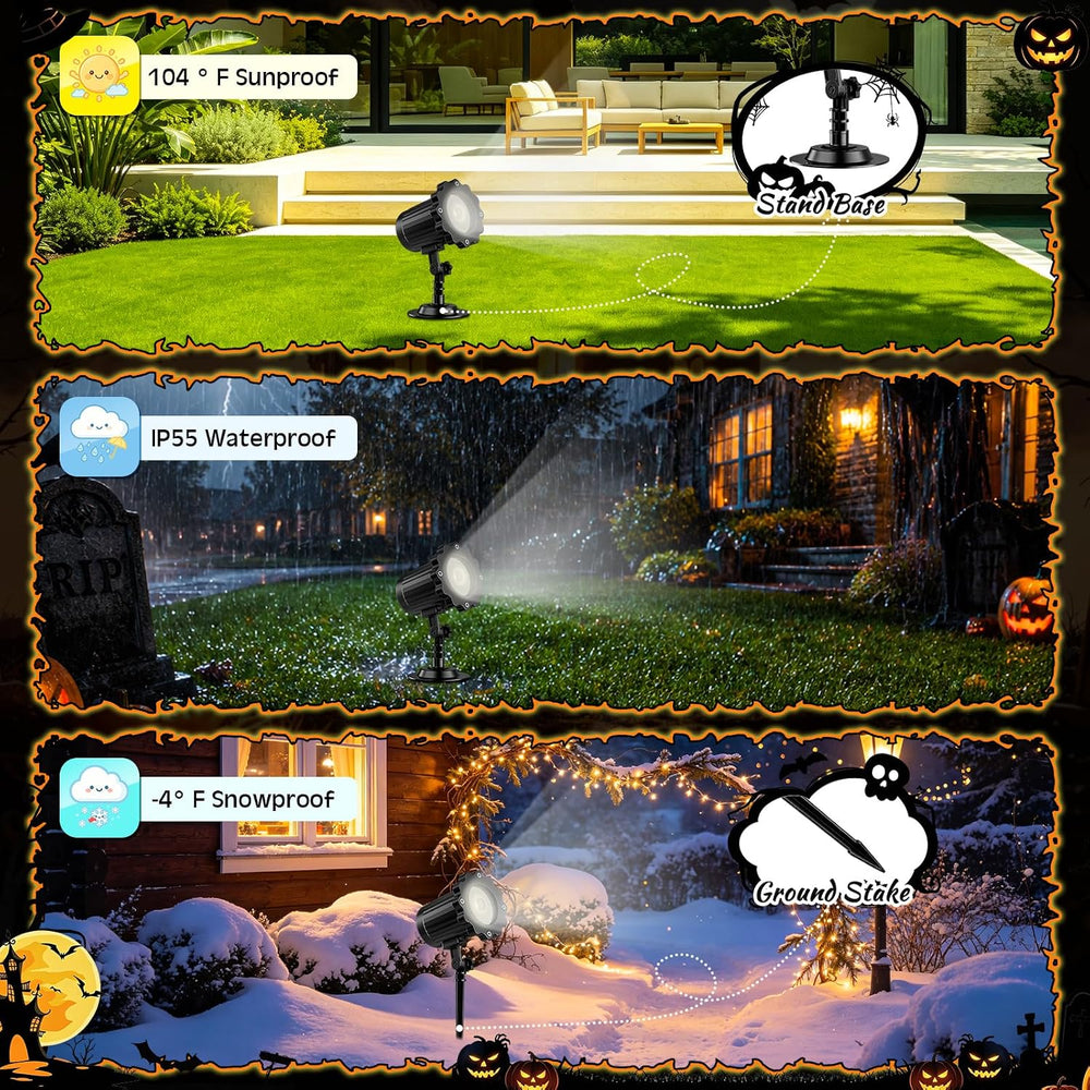 Halloween Decoration Outdoor 3D White Ghost Projector Light