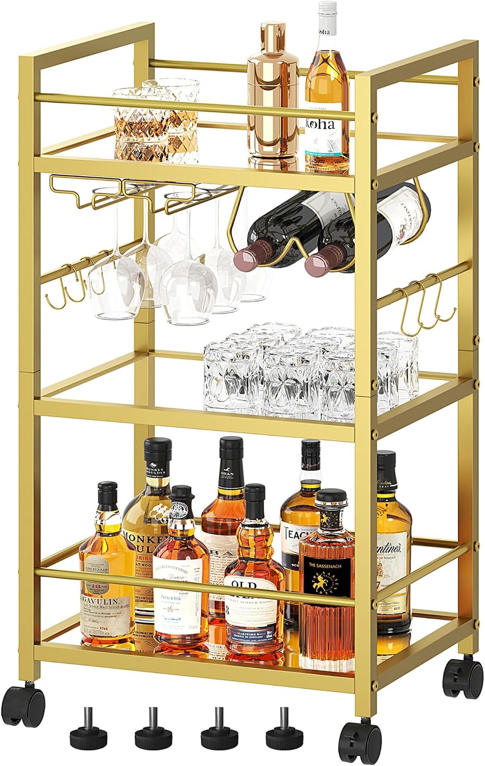 Bar Cart, Serving Cart for Home, Microwave Cart, Drink Cart, Mobile Kitchen S...