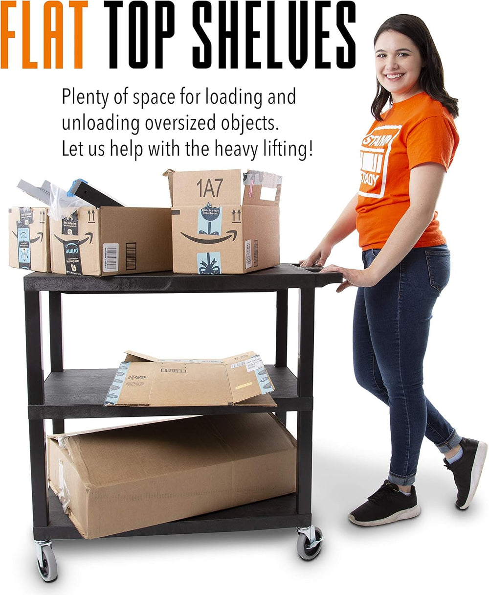 Stand Steady Tubstr 3 Flat Top Shelf Utility Cart Supports Up to 300 lbs - He...