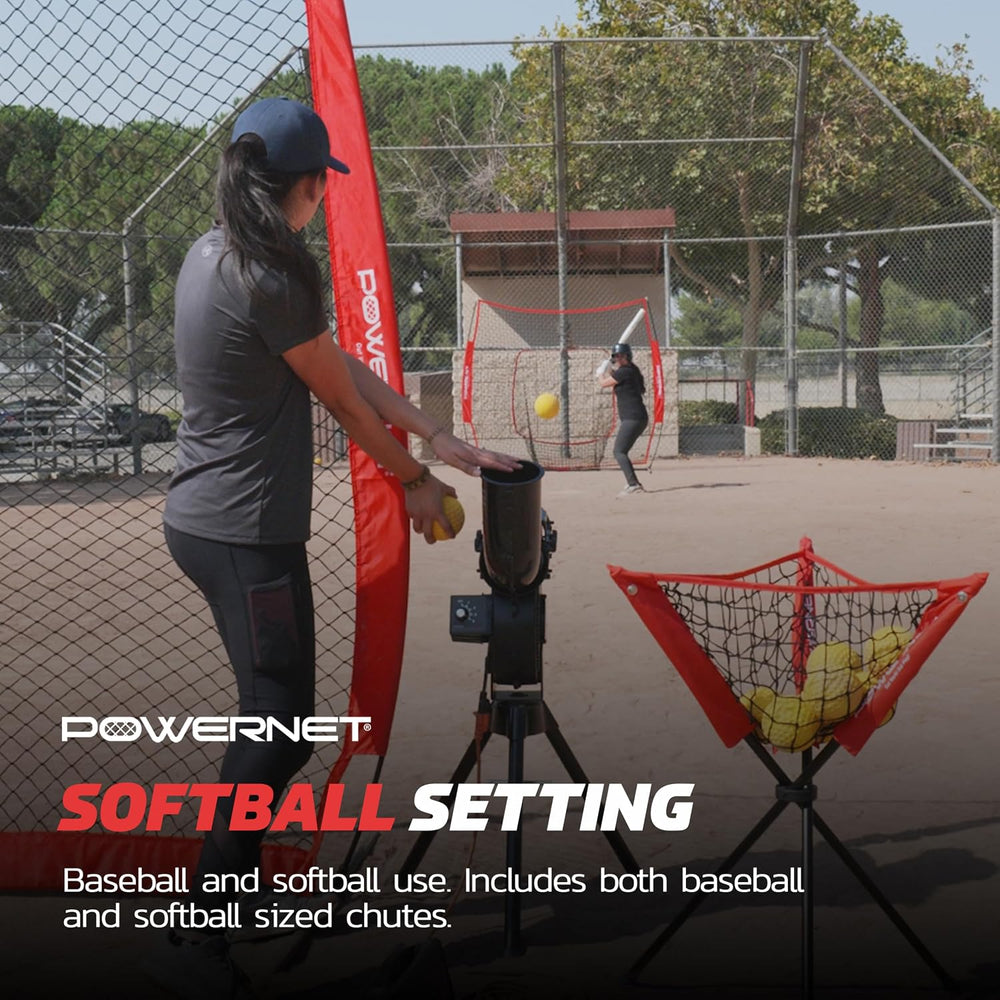 PowerNet Launch F-lite Softball & Baseball Pitching Machine, Dimpled Prac...
