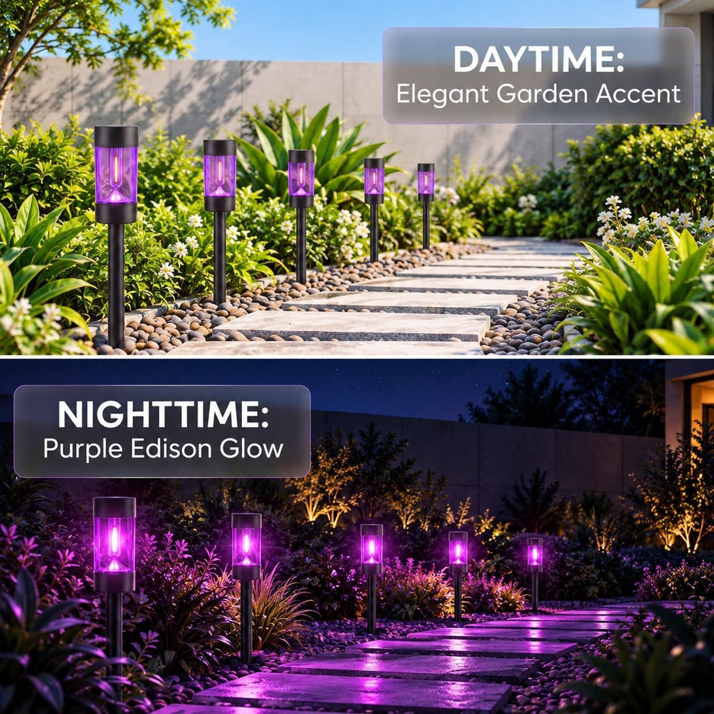 Purple Halloween Solar Pathway Lights, 12 Pack Outdoor Garden Yard Decor
