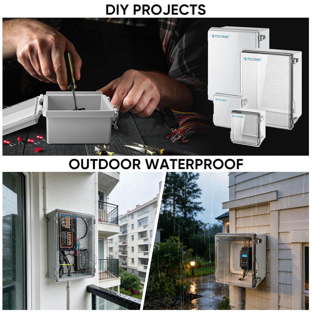 TICONN Outdoor Electrical Box Waterproof, ABS IP67 Junction Box Enclosure