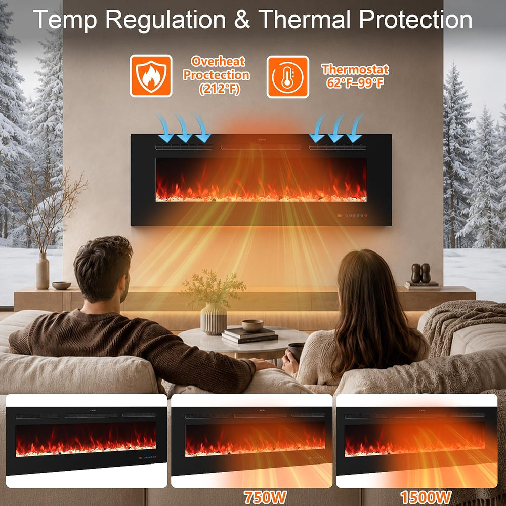 39" Electric Fireplace Inserts w/Thermostat, 9 Timer