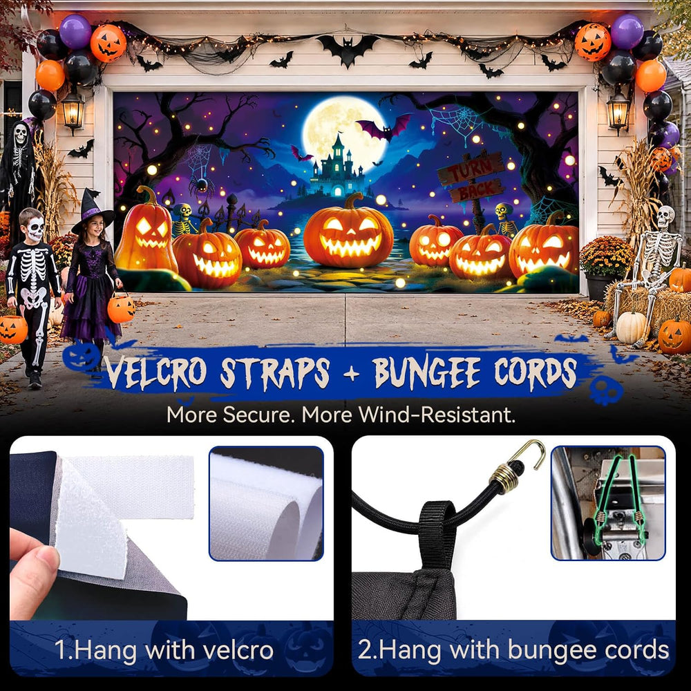 Halloween Garage Door Cover Decor, 7x16ft Outdoor Party Backdrop