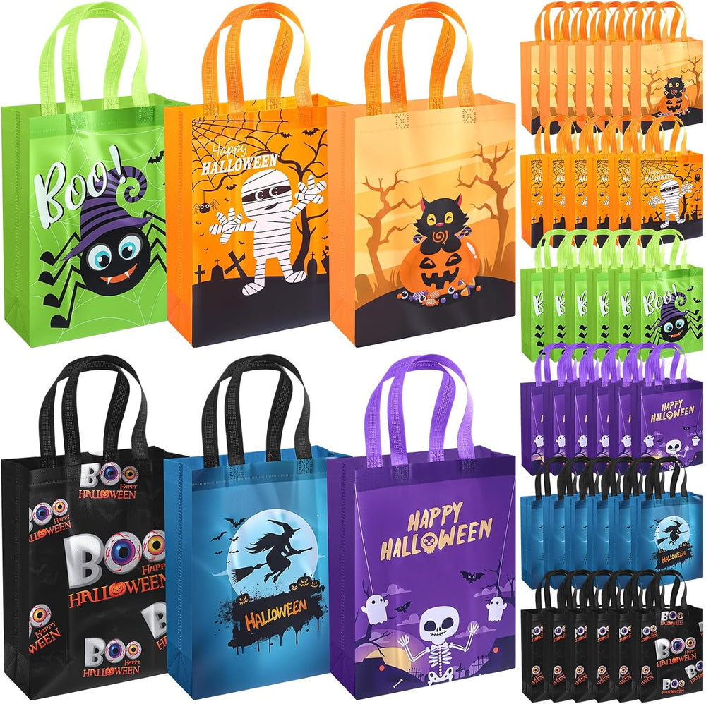 Sweetude 60 Pcs Halloween Tote Bags Bulk with Handles, Reusable