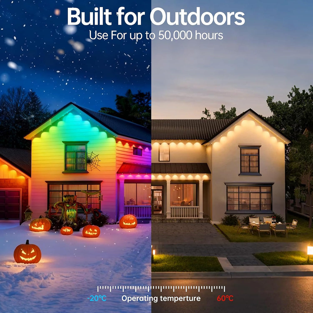 Permanent Outdoor Lights 200ft RGB+IC Outdoor String Lights App&Voice Con...