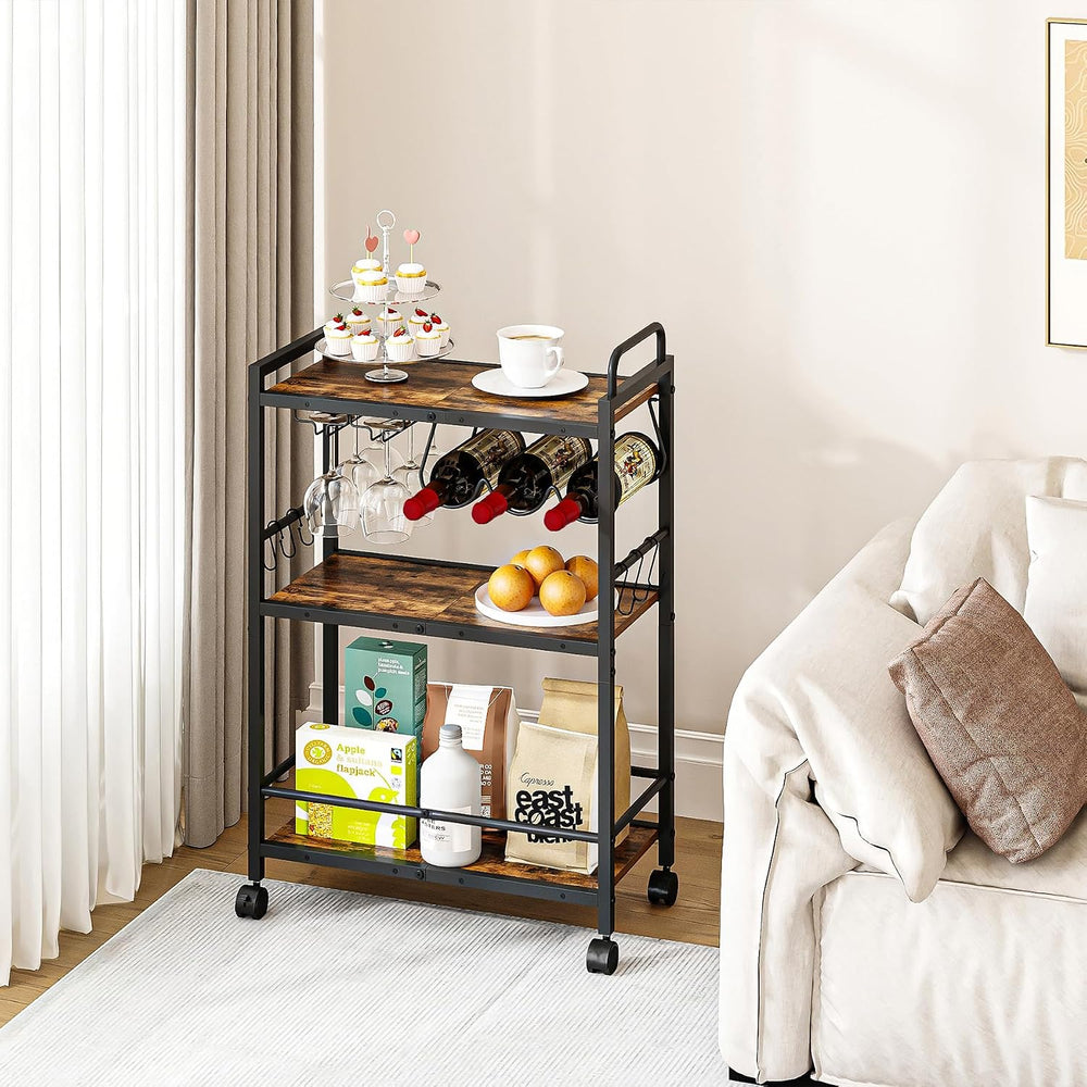 Bar Cart, Serving Cart for Home, Microwave Cart, Drink Cart, Mobile Kitchen S...