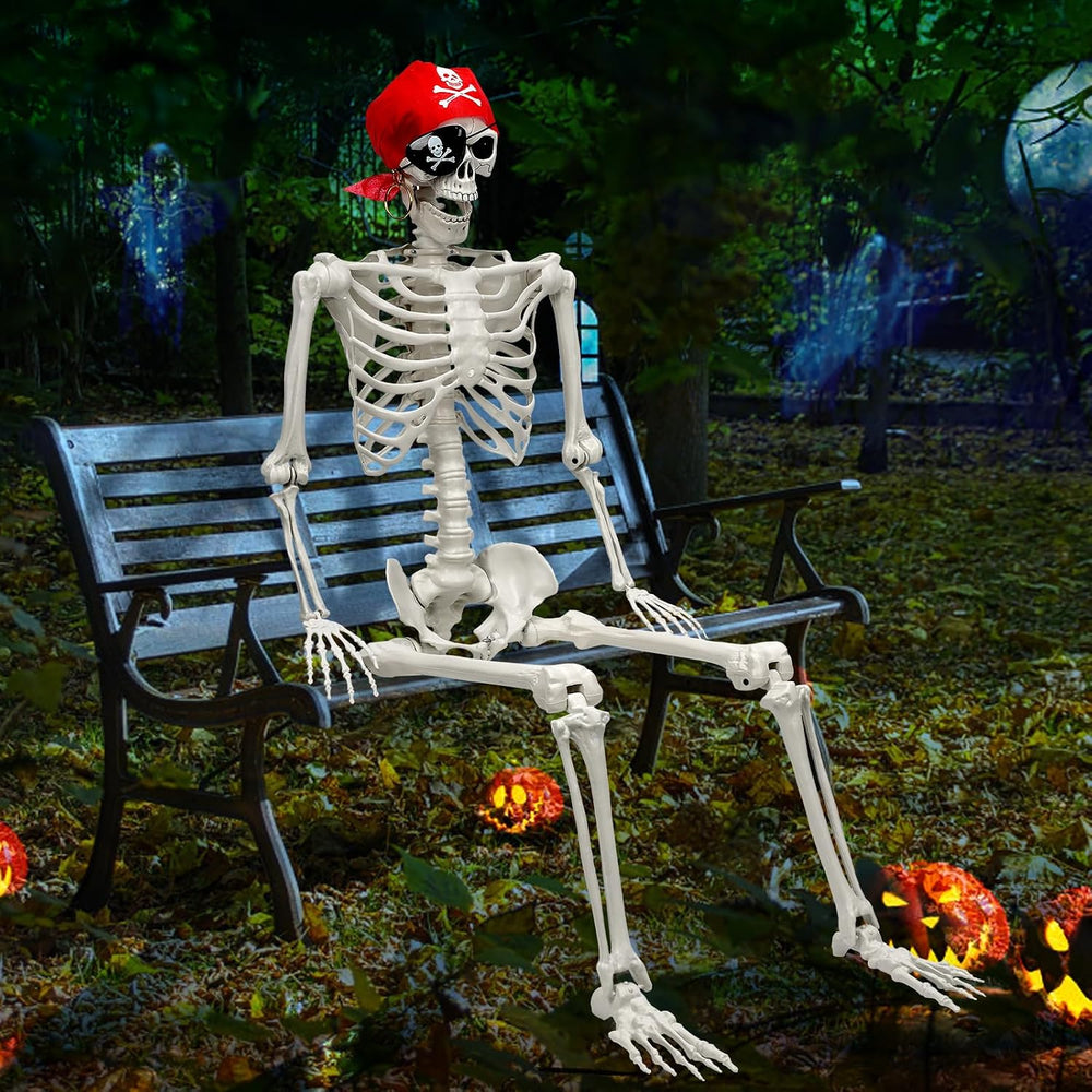 MyoGrip 5.5 FT Skeleton Halloween Decorations, Posable Full Body Life-Size Sk...