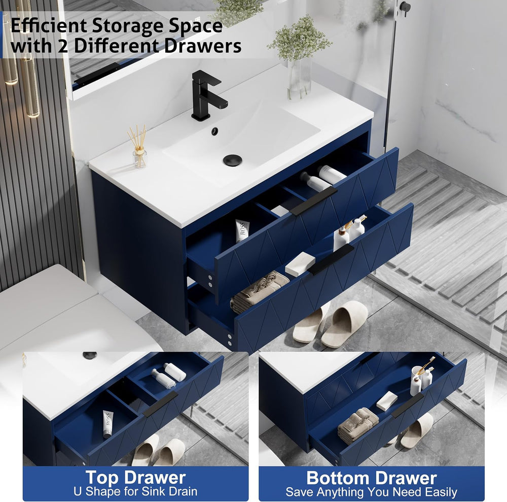 eclife 36" Floating Bathroom Vanity with Sink Combo, Modern Wall-Mounted...