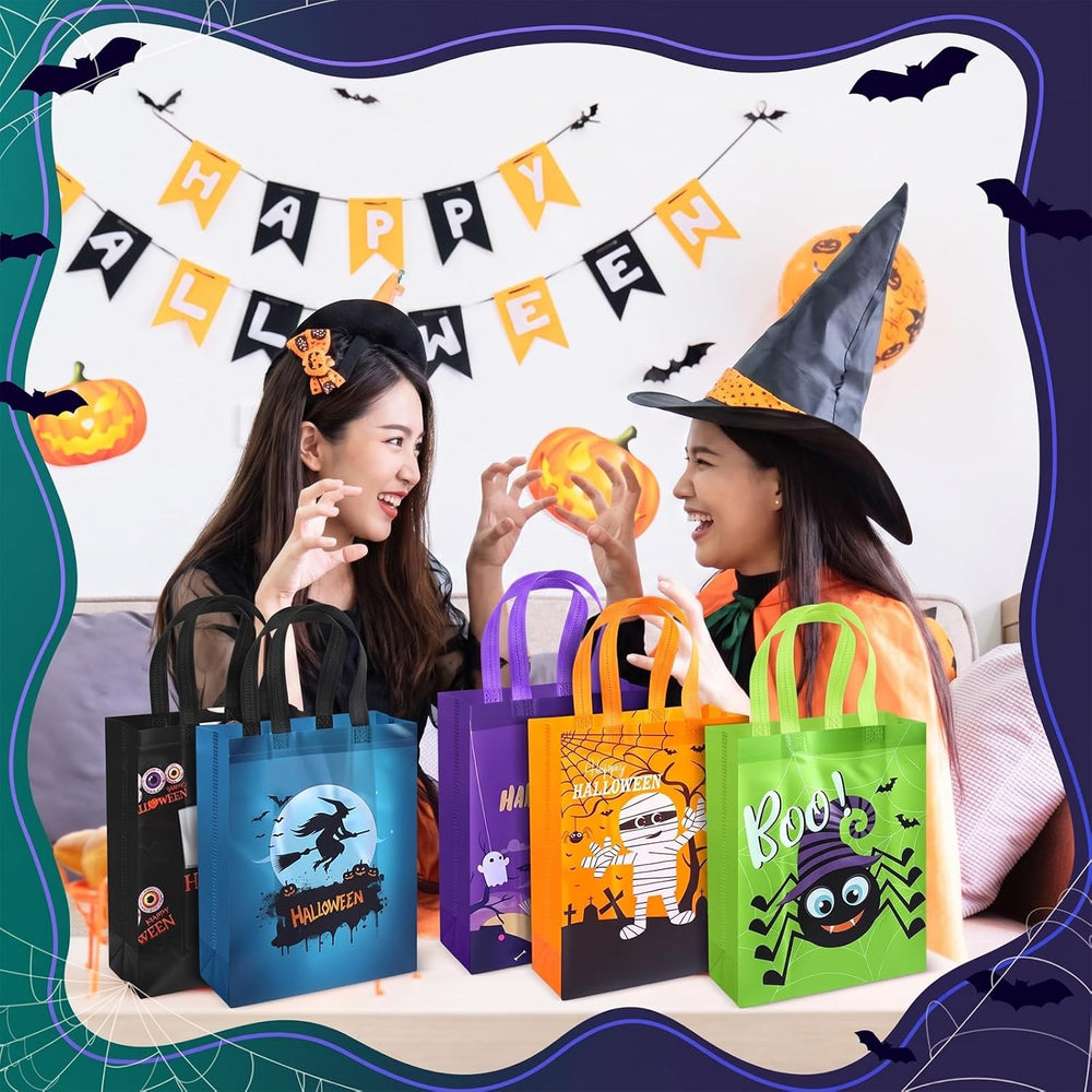 Sweetude 60 Pcs Halloween Tote Bags Bulk with Handles, Reusable
