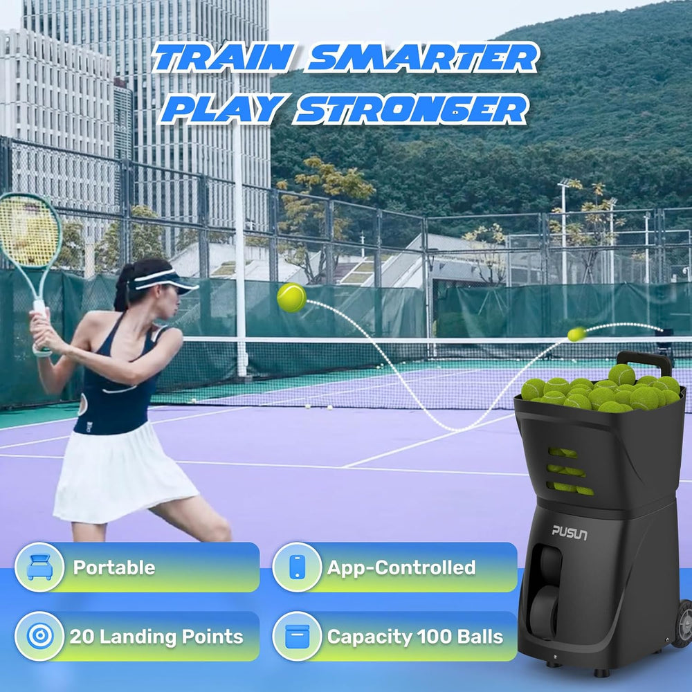 PUSUN|PT-Smart Tennis Ball Machine: App Control with 12 Built-in Training Mod...