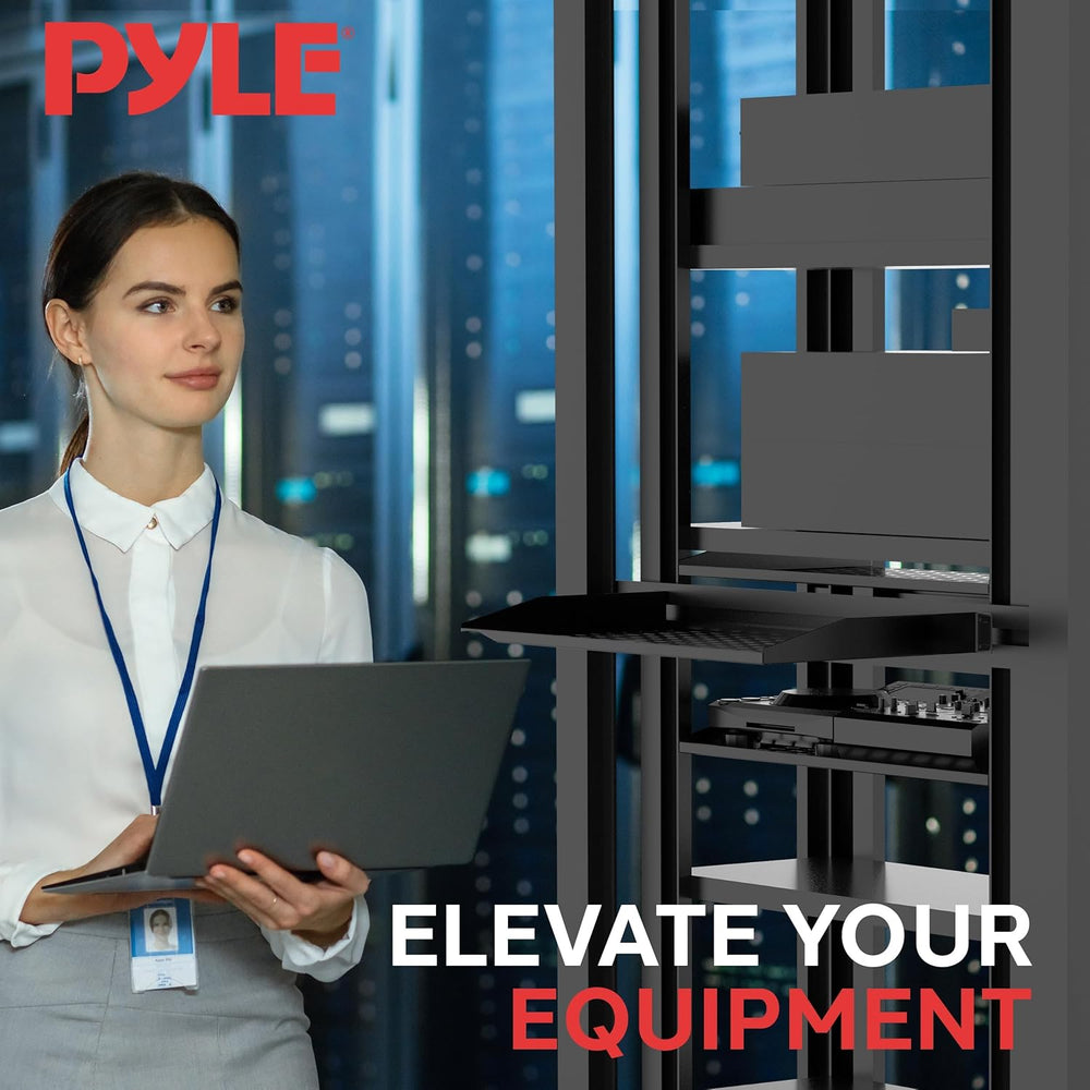 Pyle 19-Inch 1U Server Rack Shelf - 4 Pcs Vented Metal Shelves for Optimal Ai...