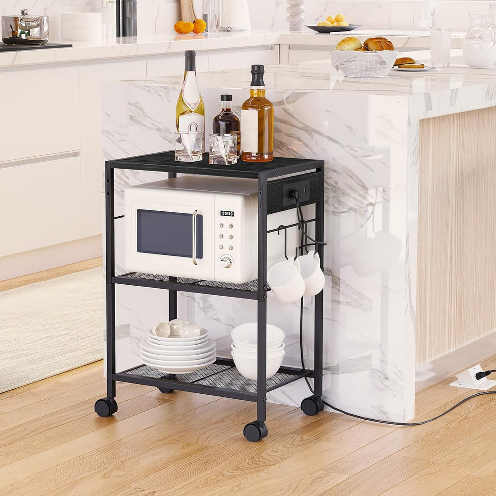 HOOBRO Industrial Printer Stand, 3-Tier Mobile Printer Table, Rolling Cart wi...