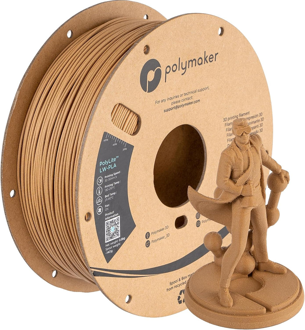 Polymaker LW-PLA 3D Printing Filament 1.75mm, 0.8kg, Wood