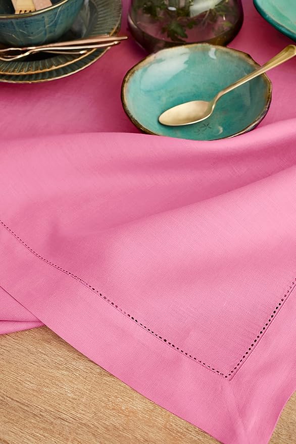 Solino Home Linen Tablecloth for Rectangle Tables 60 x 120 Inch - Classic Hem...
