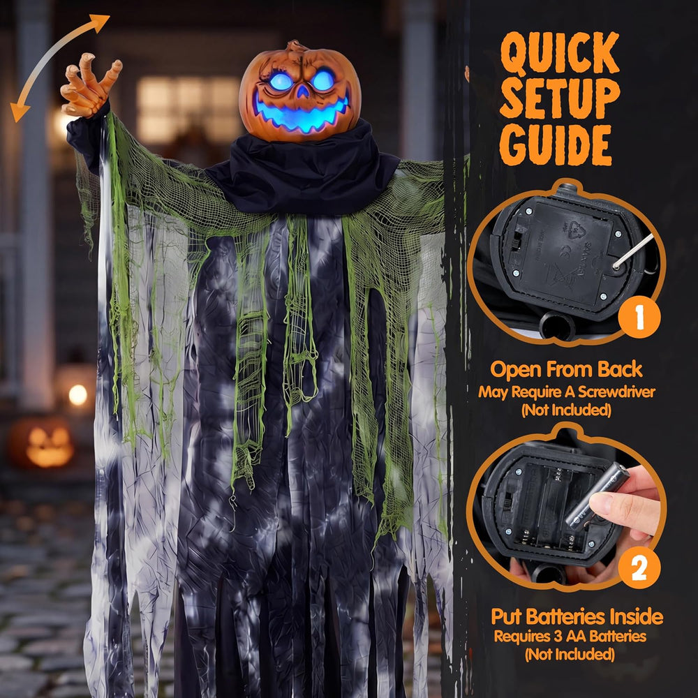 JOYIN Halloween Decorations Outdoor Life Size Animatronics Ghost Pumpkin Deco...