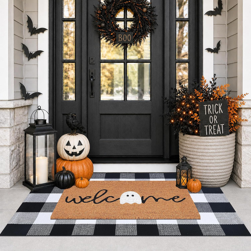 Halloween Door Mat Combo Set, Welcome Ghost Coco Coir Welcome Doormat + 28&qu...