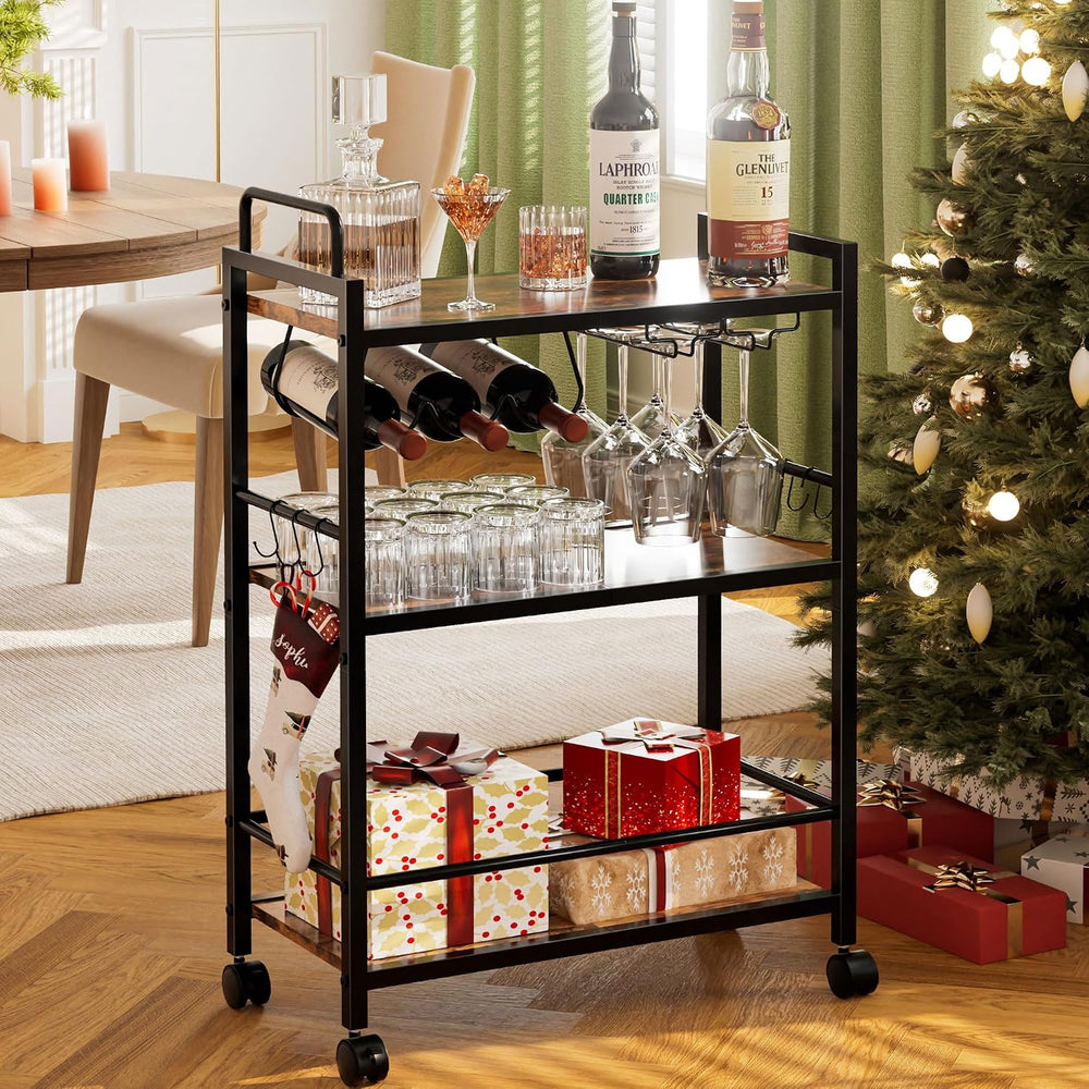 Bar Cart, Serving Cart for Home, Microwave Cart, Drink Cart, Mobile Kitchen S...