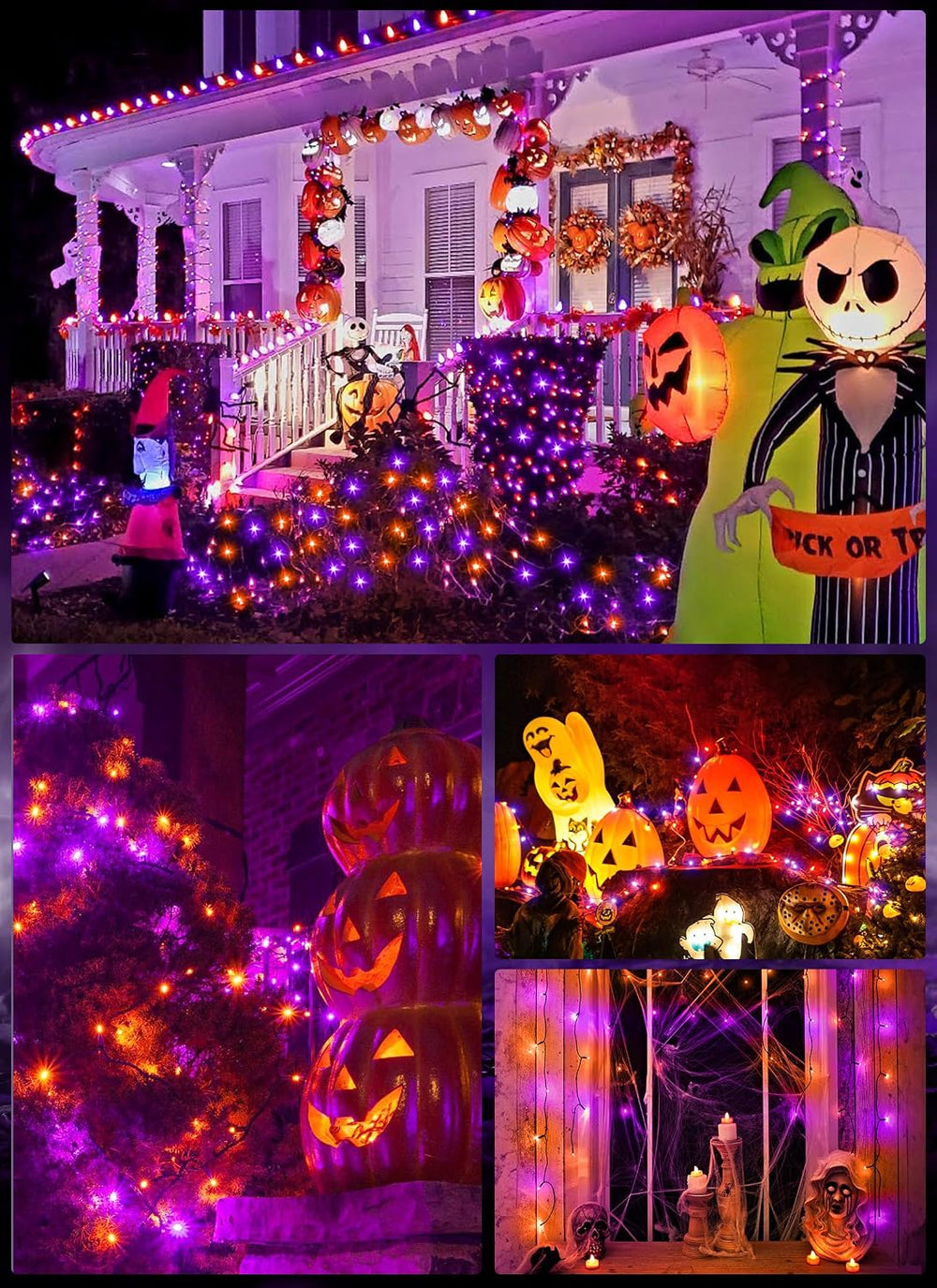 Minetom Halloween Solar Lights Outdoor,4Pack Total 160FT Halloweeen Light