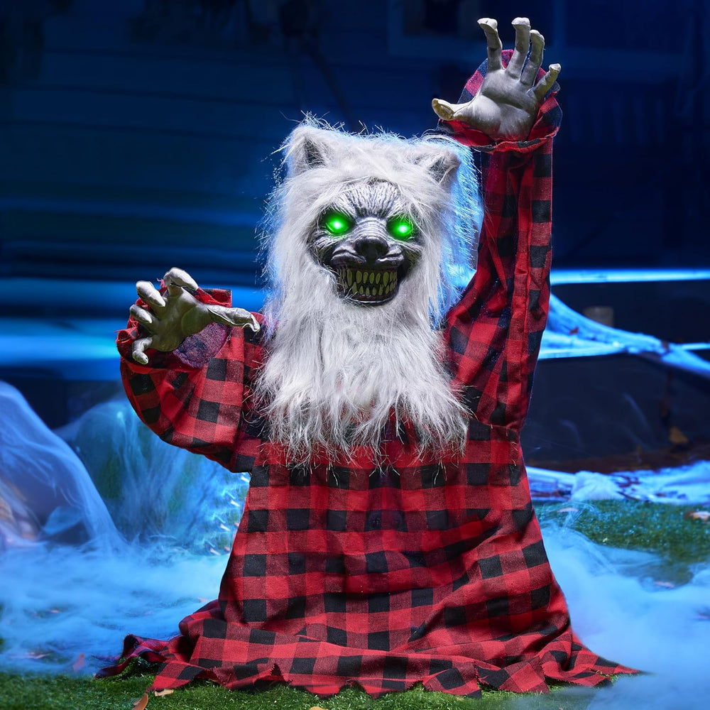 JOYIN Halloween Outdoor Decorations Animated, Animatronics Werewolf Groundbre...