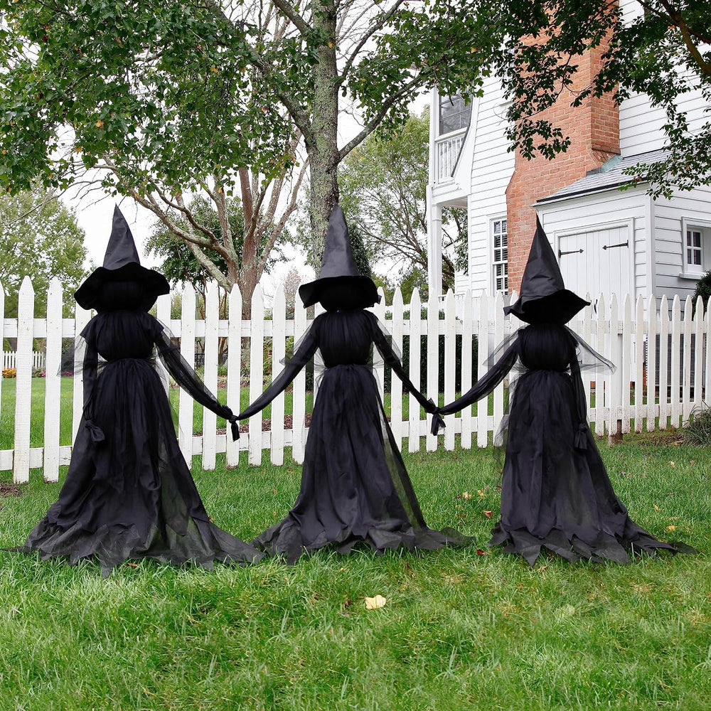 Evergreen Set of 3 LED Black Halloween Witches with Hats Stakes | 4 Feet Tall...