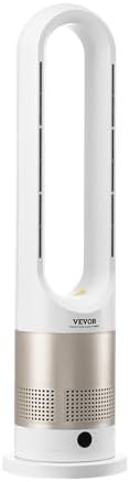 VEVOR Tower Fan Bladeless, 16 ft/s Velocity Quiet Floor Fan with Cooling Effect & Heating Mode, 80° Remote Oscillating Fan, 8-Speed 9H Timer Standing Fans for Bedroom, Office, Home