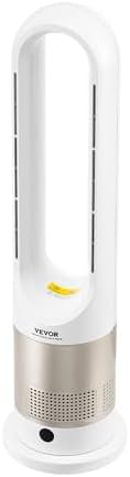 VEVOR Tower Fan Bladeless, 16 ft/s Velocity Quiet Floor Fan with Cooling Effect & Heating Mode, 80° Remote Oscillating Fan, 8-Speed 9H Timer Standing Fans for Bedroom, Office, Home