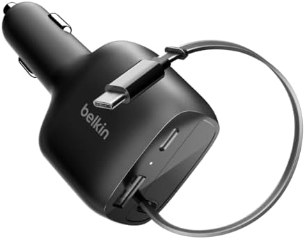 belkin 75w usb c car charger, with 2.5ft. shown in use