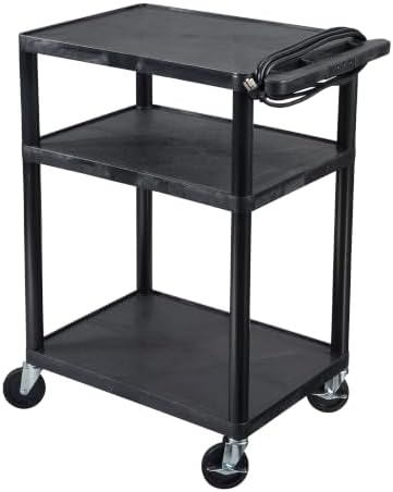 Luxor LP34E-B 34"H AV Cart - Three Shelves Electric