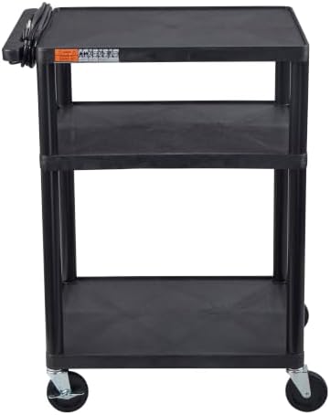 Luxor LP34E-B 34"H AV Cart - Three Shelves Electric