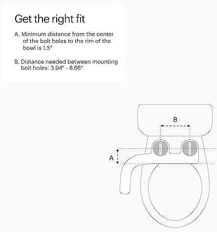 Brondell Fresh Spa Adjustable, Bidet Attachment FSA-15 for Toilet Seats with Adjustable Single Nozzle, Side Arm Control, Thin Profile, White (Ambient Temperature)