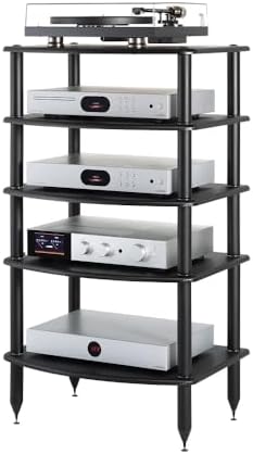 Pangea Audio Vulcan Five Shelf Audio Rack, Media Stand, and Components Cabinet 5 Shelf Carbon