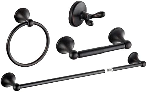 8 Piece Bathroom Accessory Set(Adjustable Towel Bar, Towel Ring, Toilet Paper Holder,Towel Robe Hook), Wall Mounted Bathroom Hardware Accessories Set,Oil Rubbed Bronze